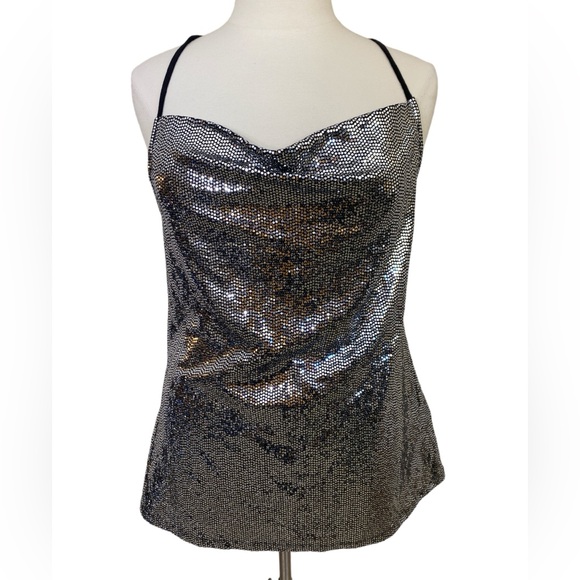 Stretch silver sequin racerback top - Picture 1 of 4